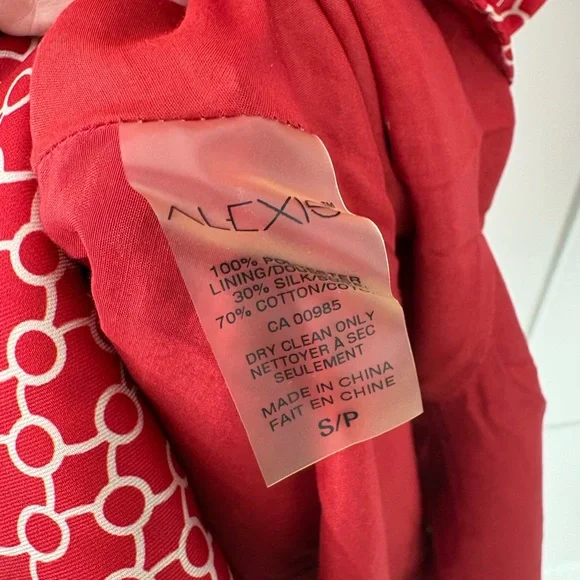 Alexis Red Patterned Long Sleeve Dress S - Picture 9 of 10